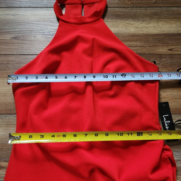 Lulu's Dress Womens M Red You Can't Ruche Love Ruched Bodycon Halter NEW - Picture 4 of 9